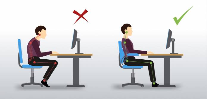 Sitzposition am Computer-Arbeitsplatz